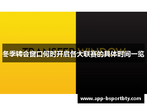 冬季转会窗口何时开启各大联赛的具体时间一览 冬季转会窗口何时开启各大联赛的具体时间一览