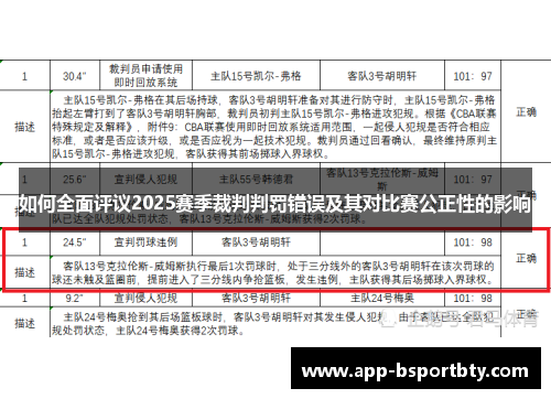 如何全面评议2025赛季裁判判罚错误及其对比赛公正性的影响
